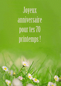 Joyeux 70 printemps sous un ciel vert
